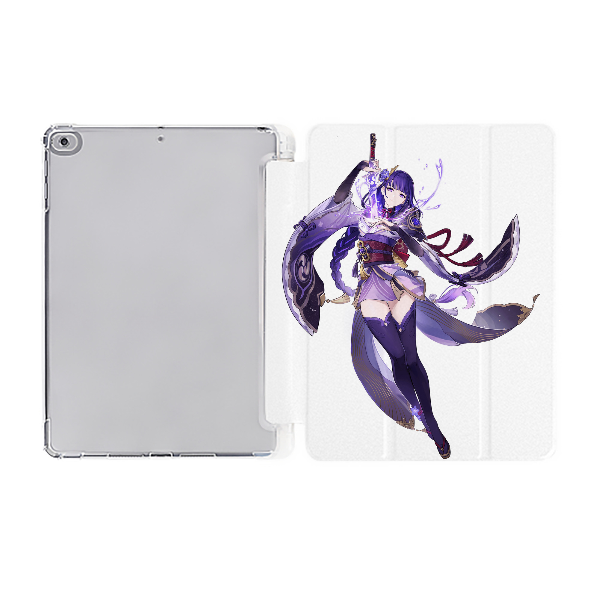 げんし神 雷電将軍 らいでんしょうぐん genshin Raiden Shogun IPad ケース ペン収納付き 三つ折りスタンド PUレザー×シリコン 対応機種9.5/10.5/10.9インチ